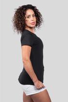 Baby Look Essencial Feminina 100% Algodão Manga Curta Preta