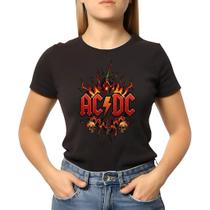Baby Look Feminina Banda Acdc Color Red Algodao