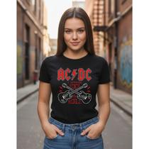 Baby Look Feminina Banda Acdc I Wanna Rock And Roll