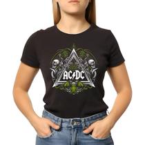 Baby Look Feminina Banda Acdc Triangulo Verde Algodao