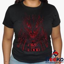 Baby Look Game Of Thrones 100% Algodão - Fire And Blood - Rock - Geeko