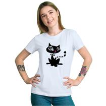 Baby Look Gata Punk Cat Personalizada Feminina Adulto Algodão com Poliéster