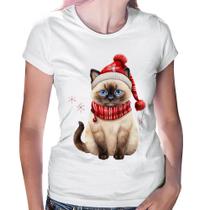Baby Look Gato Natalino Gorro e Cachecol - Foca na Moda