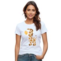 Baby Look Girafa Mini Personalizada Feminina Adulto Algodão com Poliéster Baby Look Girafa Mini Personalizada Feminina Adulto Algodão com Poliéster