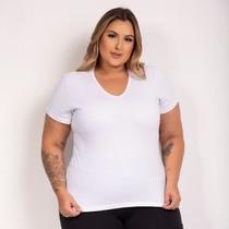 Baby look gola v feminina básica 100% algodão