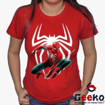 Baby Look Homem Aranha 100% Algodão - Blusa Feminina Homem-Aranha - Spiderman - Geeko