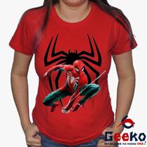 Baby Look Homem Aranha 100% Algodão - Blusa Feminina Homem-Aranha - Spiderman - Geeko