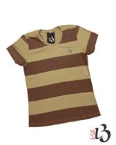 Baby Look Listrada - Bege / Marrom