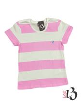 Baby Look Listrada - Branca / Rosa