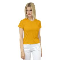 Baby Look Manga Curta Feminina com Elastano - Gola V