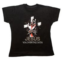 Baby Look Mão de Jesus Brilho Premium Camiseta Algodão com Strass