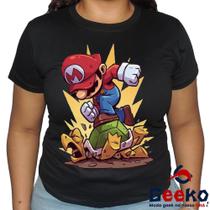 Baby Look Mario 100% Algodão Super Mario Bros Geeko Baby Look Mario 100% Algodão Super Mario Bros Geeko