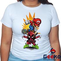 Baby Look Mario e Deadpool 100% Algodão Geeko