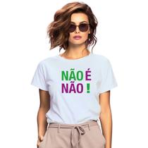 Baby Look Não É Não Personalizada Feminina Adulto Algodão com Poliéster