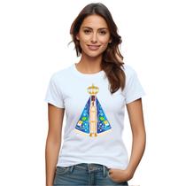 Baby Look Nossa Senhora De Aparecida Personalizada Feminina Adulto Algodão com Poliéster