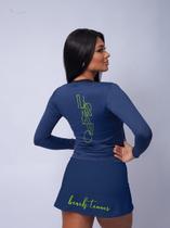 Baby Look Outline Manga Longa Marinho