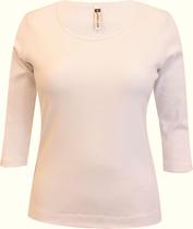 Baby look Pau a Pique 3/4 básica Off White Baby look Pau a Pique 3/4 básica Off White