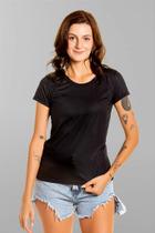 Baby Look Preta 100% Poliéster - Camiseta Feminina