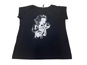 Baby Look Princesa Branca de Neve Tatuada Blusa Blusinha Camiseta Feminina Tattoo Sfm477