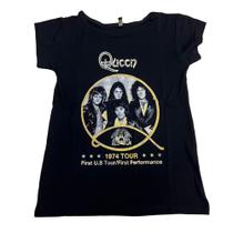 Baby Look Queen Banda de Rock Blusa Camiseta Blusinha Feminina Sfm504