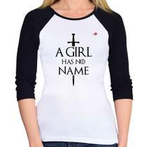 Baby Look Raglan A girl has no name Manga 3/4 - Foca na Moda Baby Look Raglan A girl has no name Manga 3/4 - Foca na Moda
