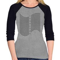 Baby Look Raglan Abstract Waves Manga 3/4 - Foca na Moda Baby Look Raglan Abstract Waves Manga 3/4 - Foca na Moda