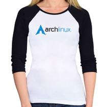 Baby Look Raglan Arch Linux Logo Manga 3/4 - Foca na Moda