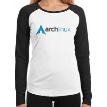 Baby Look Raglan Arch Linux Logo Manga Longa - Foca na Moda