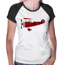 Baby Look Raglan Avião Biplano - Foca na Moda