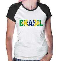 Baby Look Raglan Bandeira Brasil Letras - Foca na Moda