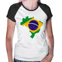 Baby Look Raglan Bandeira Brasil Mapa - Foca na Moda Baby Look Raglan Bandeira Brasil Mapa - Foca na Moda
