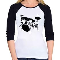 Baby Look Raglan Bateria Música Baterista Manga 3/4 - Foca na Moda Baby Look Raglan Bateria Música Baterista Manga 3/4 - Foca na Moda