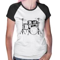 Baby Look Raglan Bateria Música - Foca na Moda
