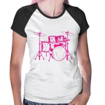 Baby Look Raglan Bateria Música (rosa) - Foca na Moda