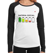 Baby Look Raglan Bateria Social Manga Longa - Foca na Moda