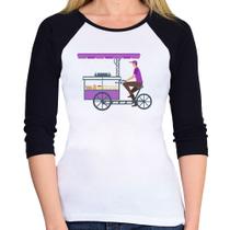 Baby Look Raglan Bike Food Manga 3/4 - Foca na Moda Baby Look Raglan Bike Food Manga 3/4 - Foca na Moda