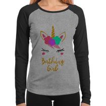 Baby Look Raglan Birthday Girl Manga Longa - Foca na Moda Baby Look Raglan Birthday Girl Manga Longa - Foca na Moda
