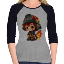 Baby Look Raglan Bombeiro Mirim Manga 3/4 - Foca na Moda Baby Look Raglan Bombeiro Mirim Manga 3/4 - Foca na Moda