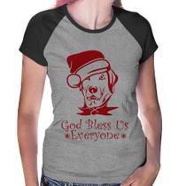 Baby Look Raglan Cachorro Noel - Foca na Moda Baby Look Raglan Cachorro Noel - Foca na Moda