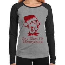 Baby Look Raglan Cachorro Noel Manga Longa - Foca na Moda Baby Look Raglan Cachorro Noel Manga Longa - Foca na Moda