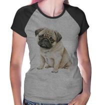 Baby Look Raglan Cachorro Pug - Foca na Moda