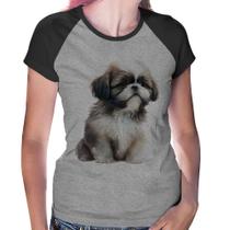 Baby Look Raglan Cachorro Shih Tzu Filhote - Foca na Moda