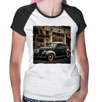 Baby Look Raglan Carro clássico na cidade - Foca na Moda Baby Look Raglan Carro clássico na cidade - Foca na Moda