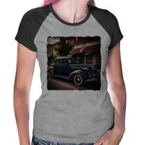 Baby Look Raglan Carro vintage na cidade - Foca na Moda