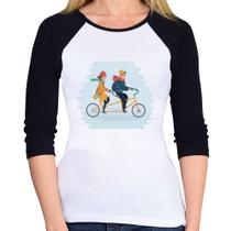 Baby Look Raglan Casal Bicicleta Manga 3/4 - Foca na Moda Baby Look Raglan Casal Bicicleta Manga 3/4 - Foca na Moda