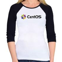 Baby Look Raglan CentOS Linux Logo Manga 3/4 - Foca na Moda