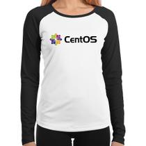 Baby Look Raglan CentOS Linux Logo Manga Longa - Foca na Moda