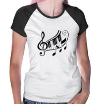 Baby Look Raglan Clave De Sol Teclas - Foca na Moda