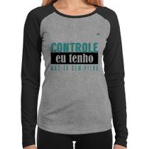 Baby Look Raglan Controle eu tenho, mas tá sem pilha Manga Longa - Foca na Moda Baby Look Raglan Controle eu tenho, mas tá sem pilha Manga Longa - Foca na Moda