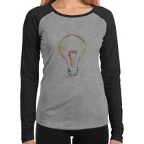 Baby Look Raglan Creative Bulb Manga Longa - Foca na Moda